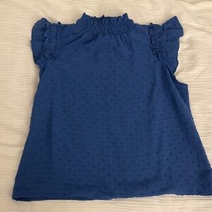 CeCe Royal Blue Ruffle Blouse